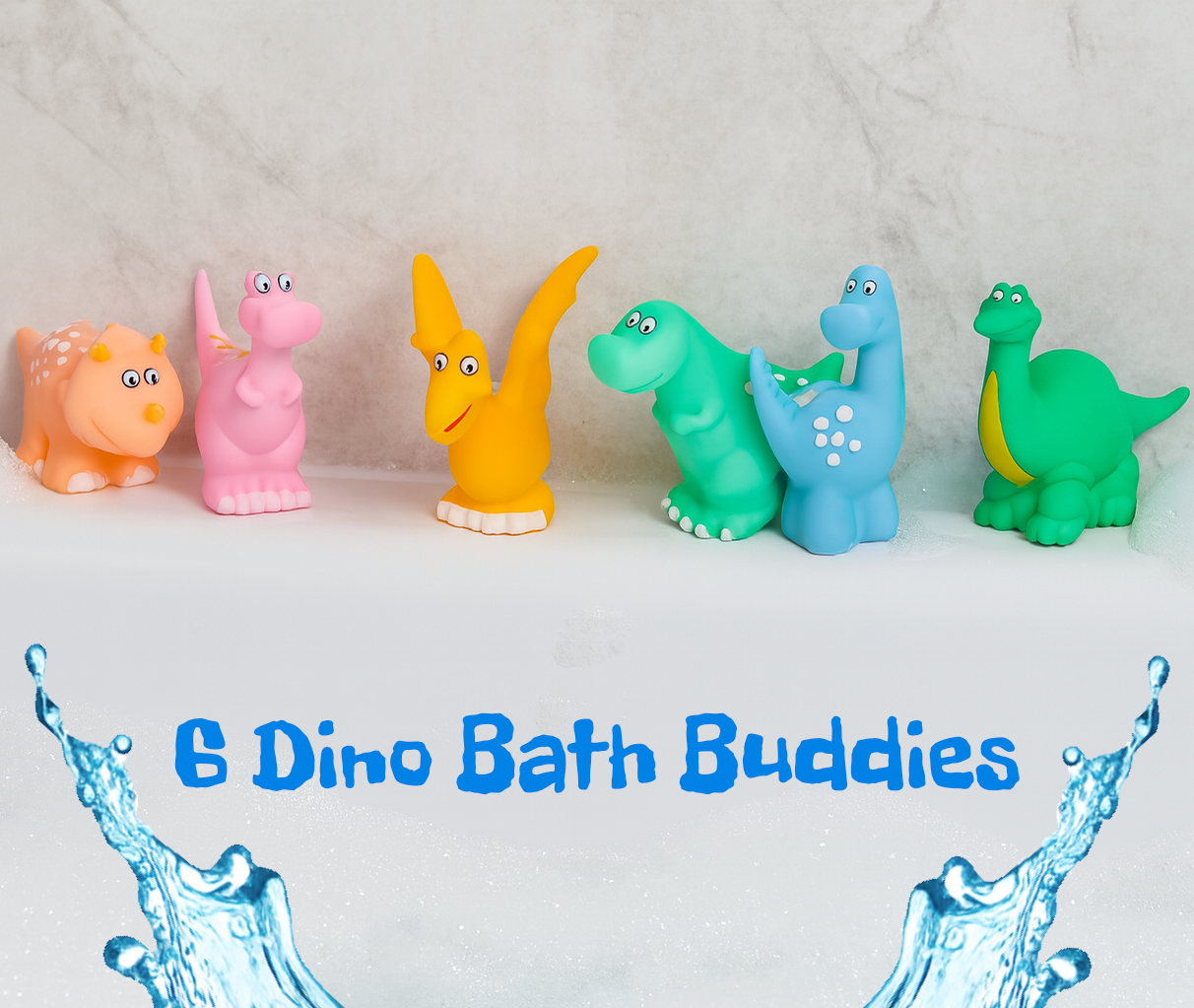 Bath Buddies – 6-Pack Dinosaur Baby Bath Toys