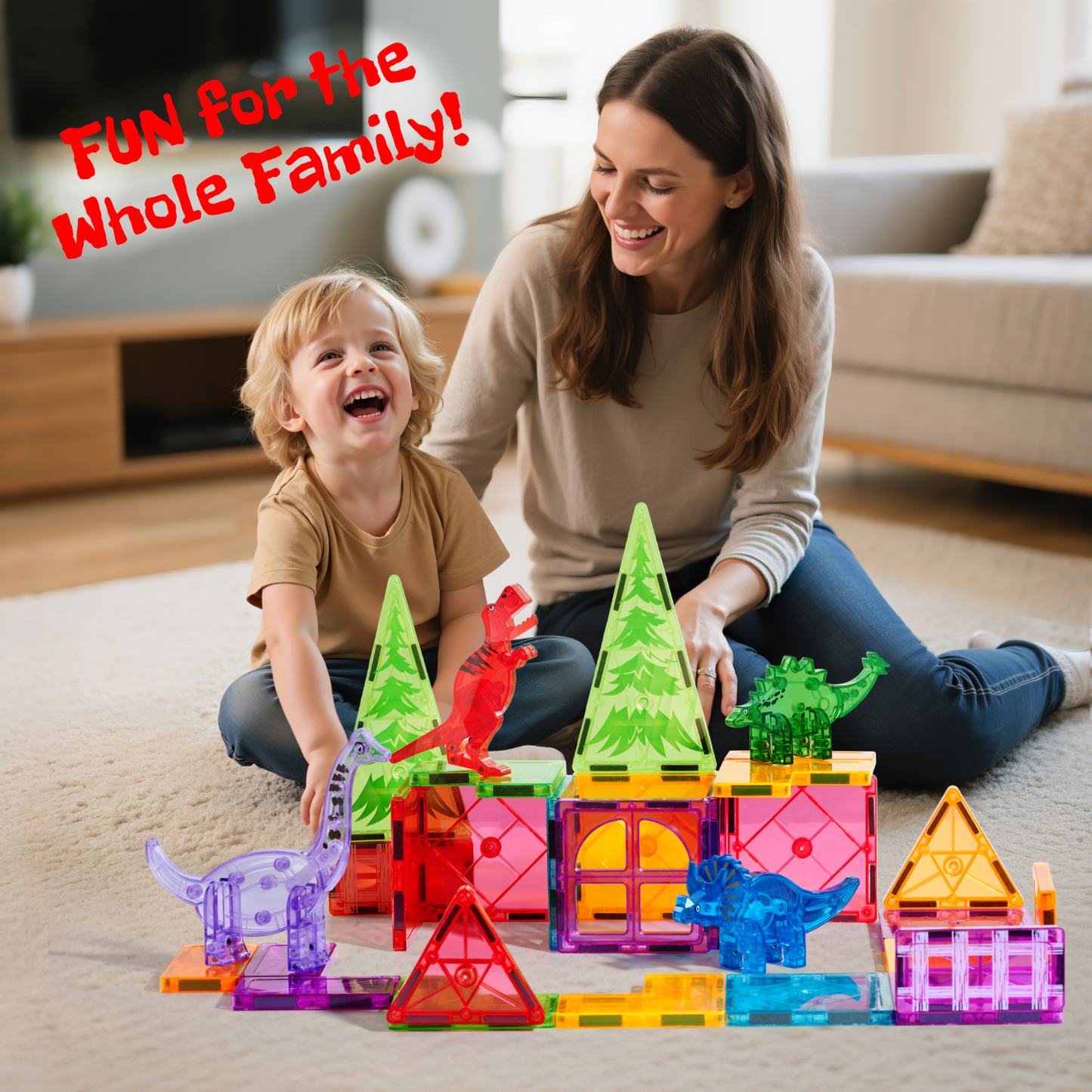 Magnetic Tiles – 32-Piece Dinosaur Building Set for Kids