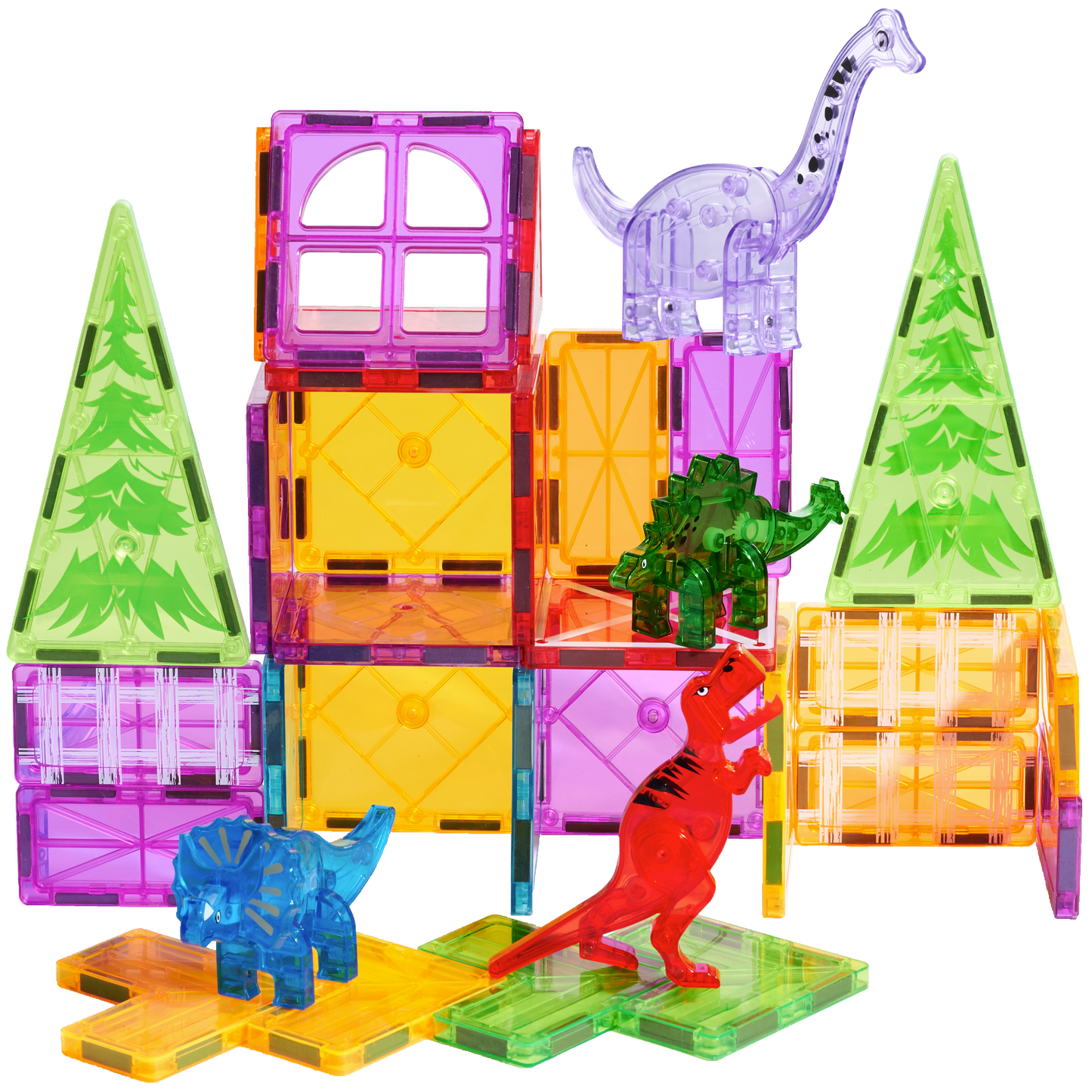 Magnetic Tiles – 32-Piece Dinosaur Building Set for Kids